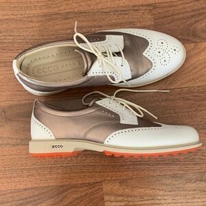 ECCO Bronze and White Leather Oxfords.